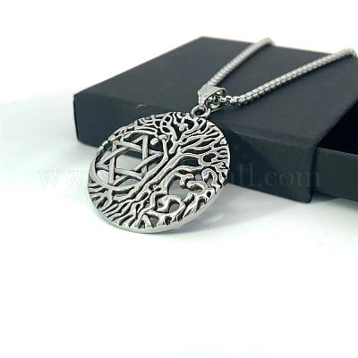 Ожерелья из нержавеющей стали с подвеской в виде звезды Давида и дерева жизни JQ9239-1