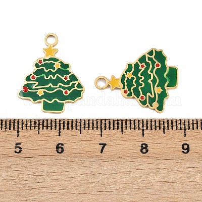 Подвески из нержавеющей стали 304 с эмалью на рождественскую тематику STAS-G359-01G-02-1