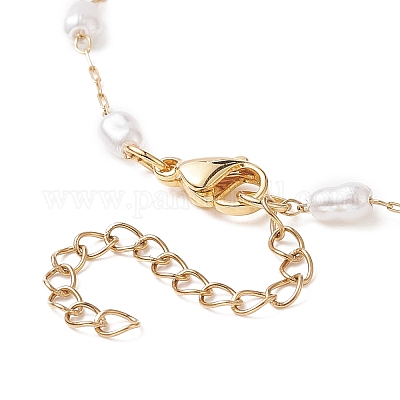 Браслет-цепочка со стеклянными жемчужными звеньями BJEW-JB09238-1