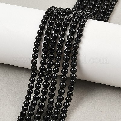 Натуральный черный турмалин бисер нитей&nbsp;G-G763-01-4mm-AB-1