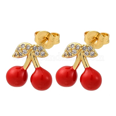 Латунные микро проложить серьги стержня кубического циркония EJEW-D322-05G-02-1