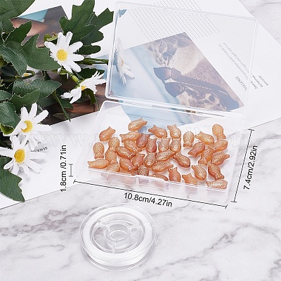 Wholesale SUNNYCLUE 1 Box 50Pcs Glass Fish Beads Sea Ocean Animal Carved  Frosted Electroplated Glass Beads Fishes Mermaid Bead Beading Bracelet Kit  Elastic Crystal Thread Earring Necklace Supplies Salmon Pink 