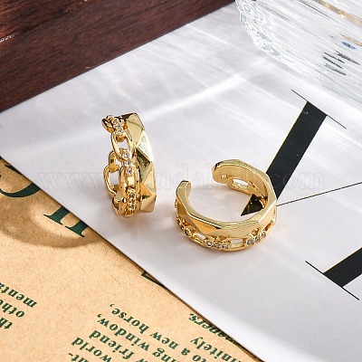 Серьги-манжеты из латуни с микропаве и прозрачным циркониевым покрытием для женщин EJEW-C125-24F-G-1