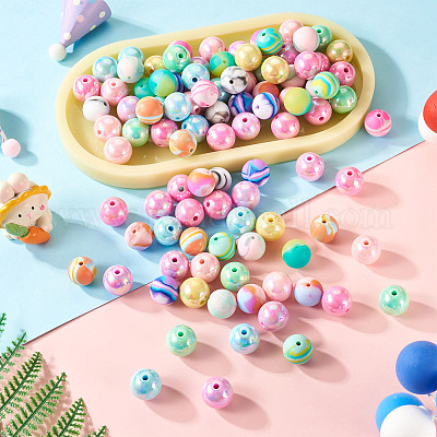 Наборы для самостоятельного изготовления круглых акриловых и силиконовых бусин DIY-TA0012-04-1