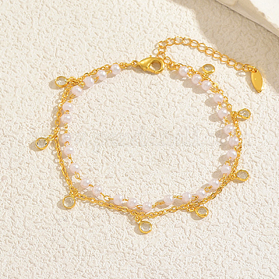 Модные круглые двухслойные браслеты на ногу с имитацией жемчуга JQ9990-2-1