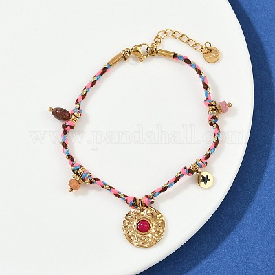 Браслеты с подвесками из нержавеющей стали 304 BJEW-C114-10G-1