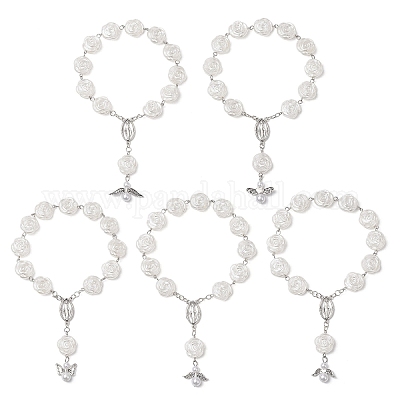 Браслеты с подвесками в виде ангела из сплава в тибетском стиле BJEW-JB11777-1