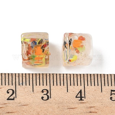 Запеченные бусины ручной работы из золотистого песка с росписью LAMP-P072-01A-01-1