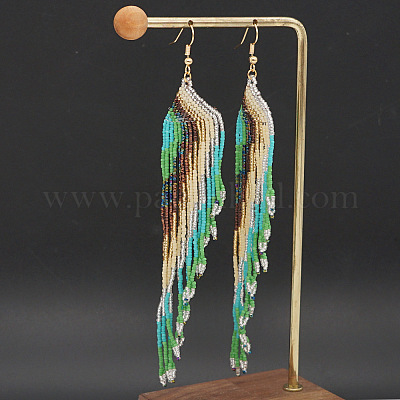 Богемский стеклянный бисер ручной работы с подвесками в виде крыльев и кисточек EH5379-1