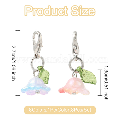 8 шт. 8-х цветные акриловые подвесные украшения-цветы HJEW-FS00034-03-1