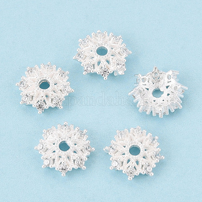 925 серебряная микро-паве прозрачная кубическая циркония бусина-шапочка STER-T008-43S-1