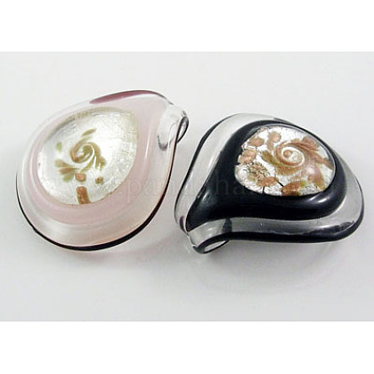 Handmade Silver Foil Glass Pendants X-SLSP111Y-1