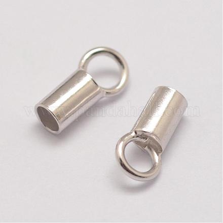 Rhodium Plated 925 Sterling Silver Cord Ends STER-A012-55-1