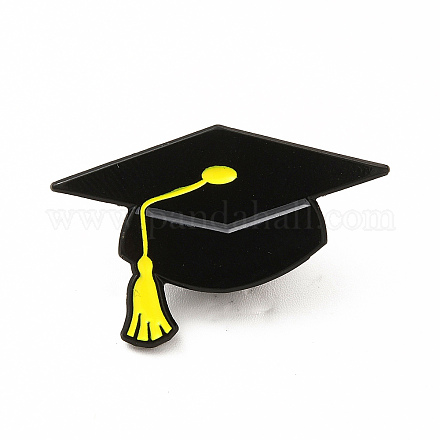 卒業テーマエナメルピン  バックパックの服のための電気泳動の黒い合金のブローチ  帽子  19x30x1.5mm JEWB-B005-01A-1