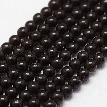 Mogano naturale perle di ossidiana fili G-N0189-01-3mm-1