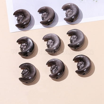 Натуральные серебряные бусины из обсидиана&nbsp;LS-PW-WG79231-01-1