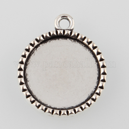 Supports de pendentif de cabochon plat rond de style tibétain en alliage TIBEP-M022-39AS-1