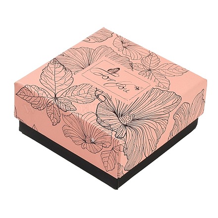 Aufbewahrungsboxen für Schmuck aus Karton und Papier mit Blumendruck CON-P022-01B-1