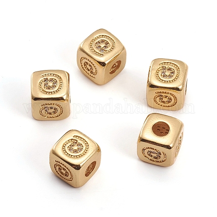 Brass Micro Pave Clear Cubic Zirconia Beads ZIRC-L091-020G-1