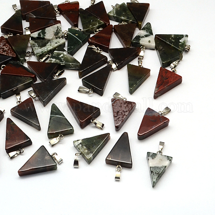 Triangle Natural Indian Agate Pendants G-Q356-05-1