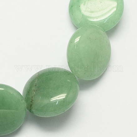 Piedras preciosas abalorios plana redonda de piedra aventurina verde natural hebras G-S110-12mm-08-1