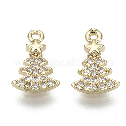 Brass Micro Pave Clear Cubic Zirconia Charms KK-S348-517-NF-1