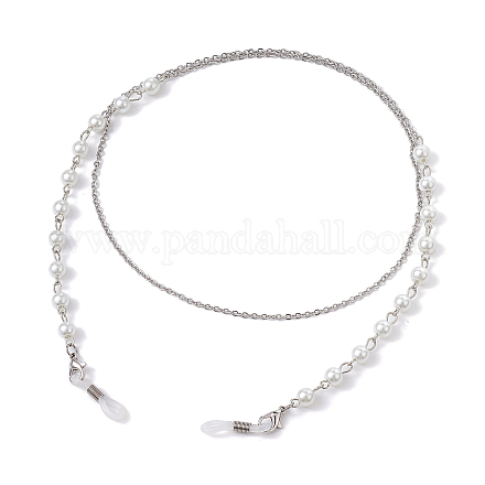 Glass Pearl Beaded Eyeglasses Chains AJEW-EH00388-1