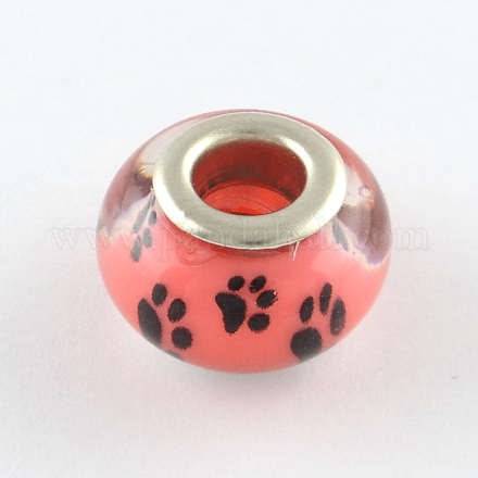 Grand trou empreintes de pattes de chien motif résine perles européennes OPDL-Q129-227A-1