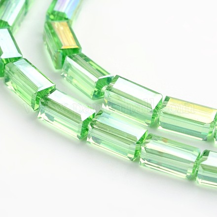 Chapelets de perles en verre électrolytique cuboïde à facettes plaqué couleur AB EGLA-F109-A10-1