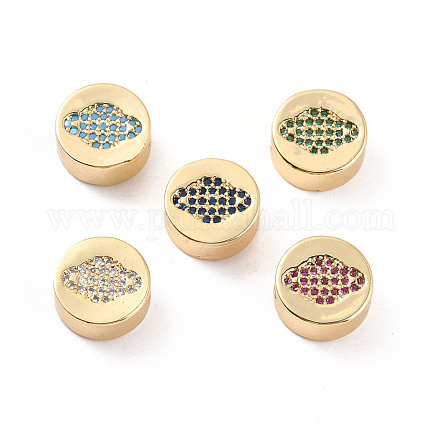 Perles de placage en laiton avec zircone cubique de micro pave ZIRC-C035-23G-1