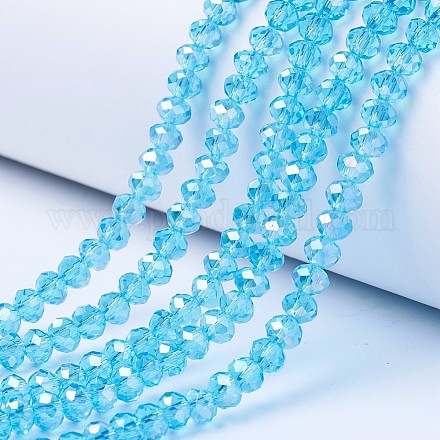 Electroplate Glass Beads Strands X-EGLA-A034-T8mm-B14-1