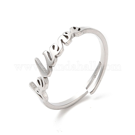 304 anello regolabile con parola in acciaio inossidabile RJEW-L107-026P-1
