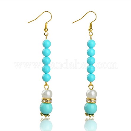 Dangling Long Shell Pearl Beaded Earrings for Women EJEW-PJE675-1