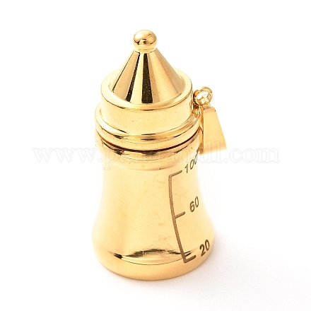 チタン鋼のペンダント  目盛り付き  哺乳瓶  ゴールドカラー  35x18mm  穴：4x8mm FIND-A004-06G-1
