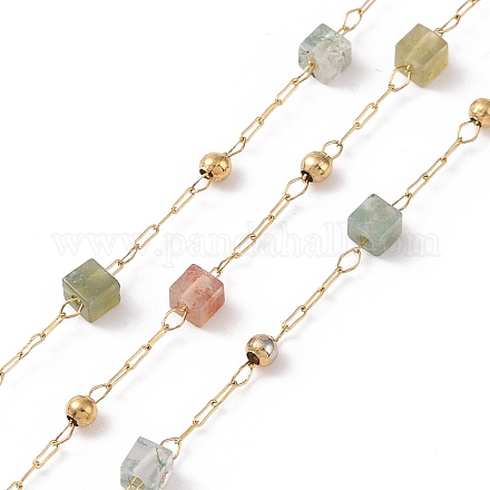 Chaînes de perles carrées en agate indienne naturelle AJEW-SZ0002-43G-1