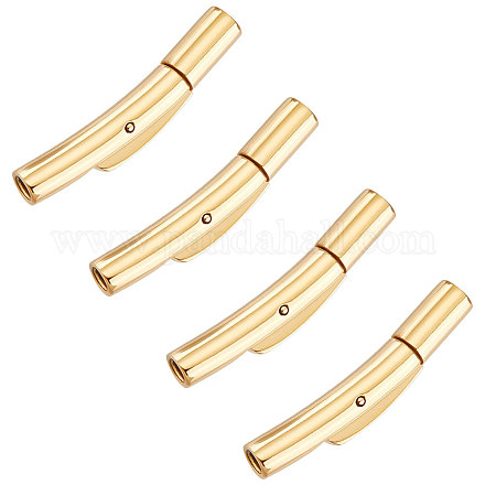 UNICRAFTALE 4 Sets 304 Stainless Steel Column Bayonet Clasps 1.8-2 mm Hole Tube Leather Cord Ends Caps Snap Connectors Golden Snap Lock Material Clasps for Bracelets Necklaces Buckle Jewelry Making STAS-UN0042-81-1