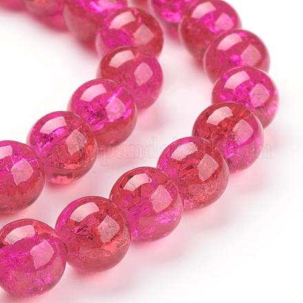 Spray Painted Crackle Glass Beads Strands CCG-Q002-10mm-08-1