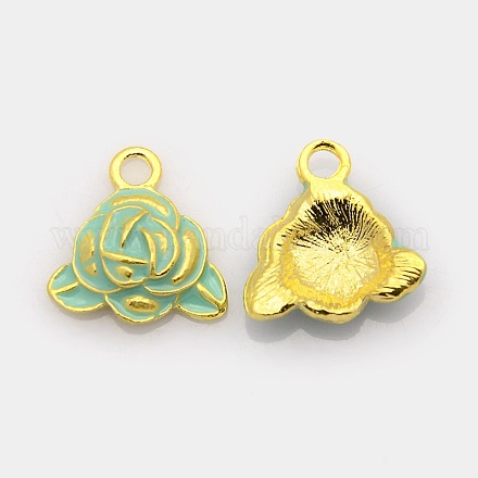 Ton or pendentifs émail d'alliage de fleurs ENAM-J451-02G-1