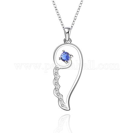 Silver Color Plated Brass Cubic Zirconia Wing Pendant Necklaces NJEW-BB09467-A-1