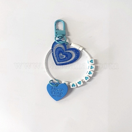 Schlüsselanhänger aus Acryl mit Würfel- und Herz-Anhänger HEAR-PW0001-149C-1