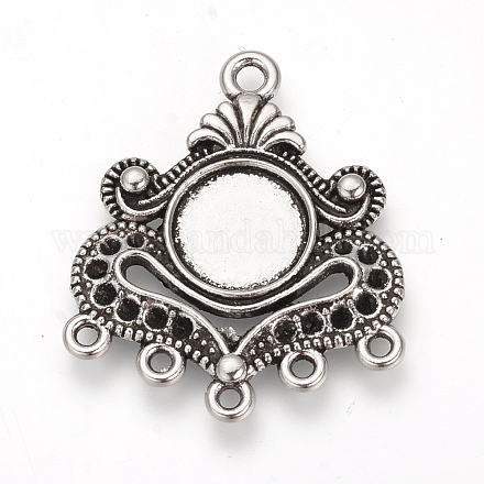 Tibetan Style Alloy Cabochon and Rhinestone Connector Settings TIBE-Q075-11AS-LF-1
