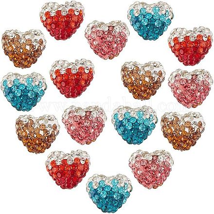 20шт 4 цвета бусины из полимерной глины со стразами RB-AR0003-17-1