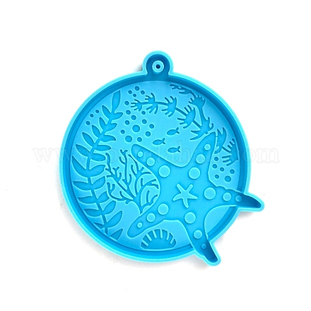 Diy plat rond avec des moules en silicone pendentif animaux de la mer X-OCEA-PW0001-46D-1