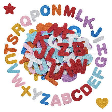 8 комплект 8-х цветных самоклеящихся наклеек из пластика eva с заглавными буквами DIY-SP0002-68-1