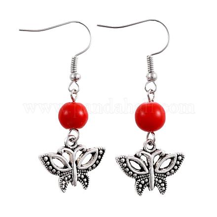 Fashion Butterfly Earrings EJEW-JE00166-1