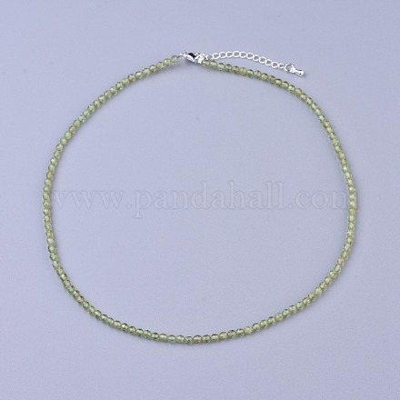 Натуральный перидот из бисера ожерелья NJEW-K114-A-A17-1