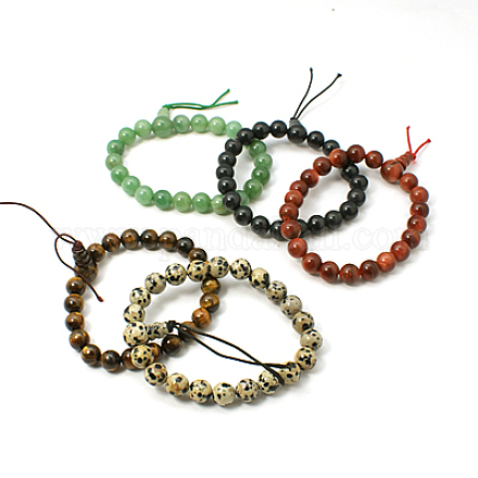 Natürlichen Edelstein Buddha Perlen Armbänder BJEW-I071-M-1