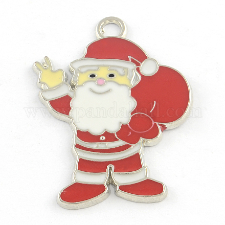 Alloy Christmas Santa Claus Enamel Pendants ENAM-R041-06-1