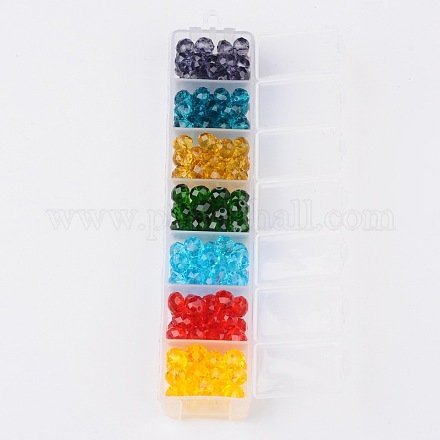 Faceted Rondelle Glass Beads EGLA-X0005-8x6mm-1