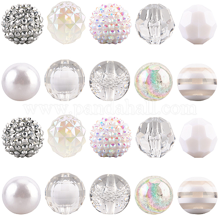 20шт. набор из 10-х видов акриловых и смоляных бусин DIY-PA0001-02B-1